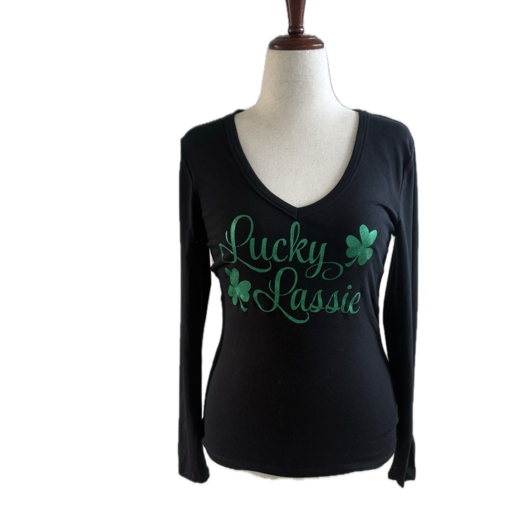 St.Patrick’s Day Black 'Lucky Lassie' Women's Top- size M ☘️